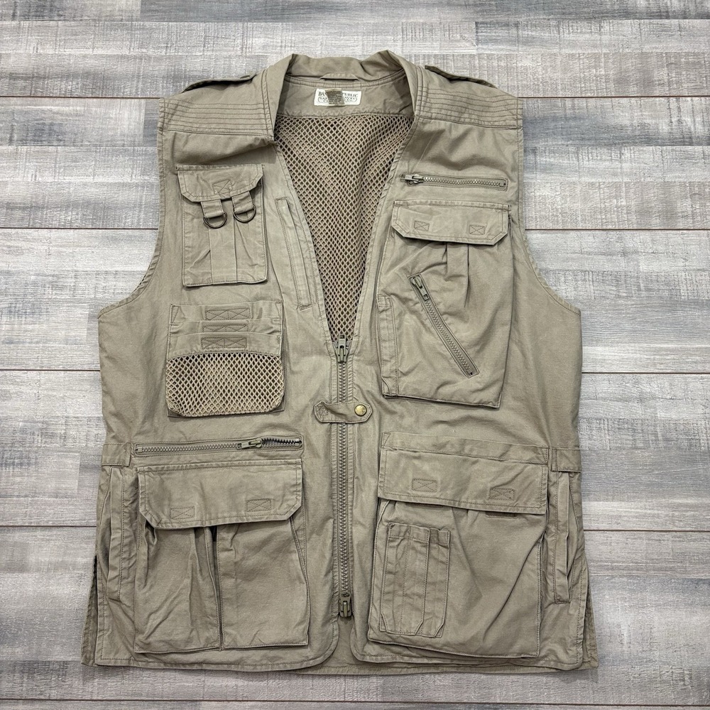 Vtg 1990s Banana Republic Safari Utility Sz L Vest Outdoor Hunting Gorpcore Tech